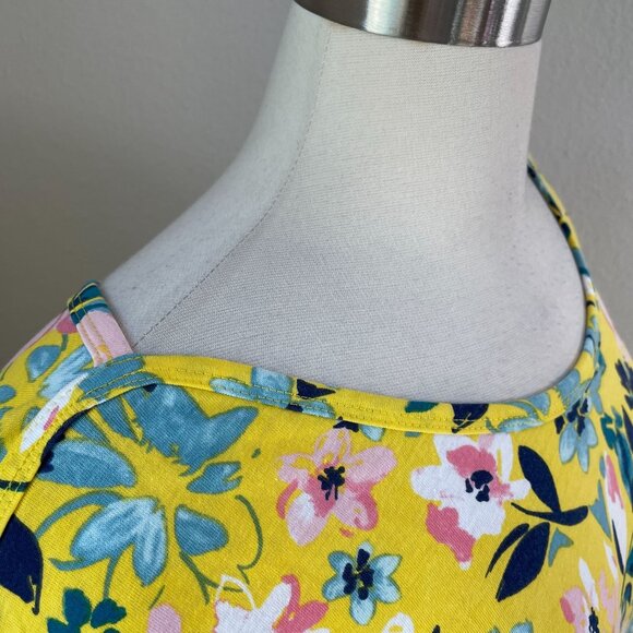 Woman Within Womens Plus 5X Floral Tunic Top Yellow Boat Neck Shirt Short Sleeve - Picture 3 of 10
